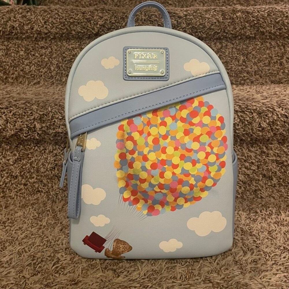 Loungefly Disney Pixar UP Balloon House Mini Backpack Clouds Blue NWT